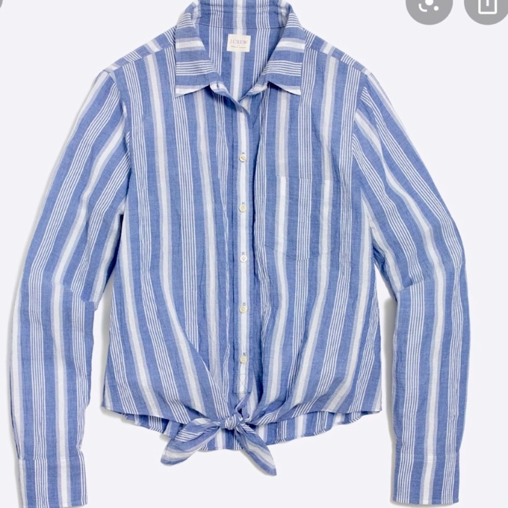 J. Crew Factory Long Sleeve Tie Front Button Down